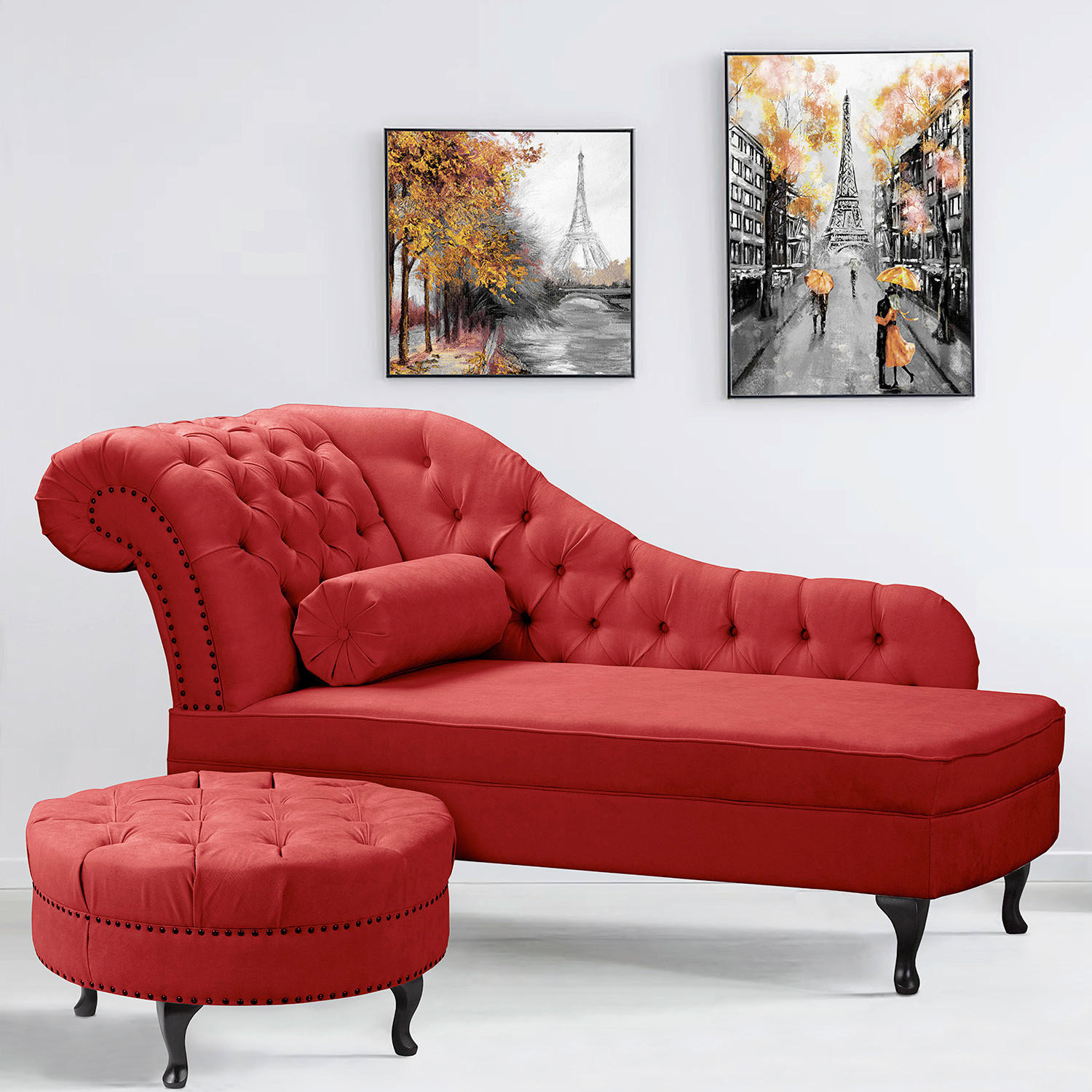 Thumbnail - Livetastic Hocker Pako, Rot, Textil, Buche, oval, 80x45x80 cm, Made in EU, Made in Europe, FSC 100%, Wohnzimmer, Hocker,...