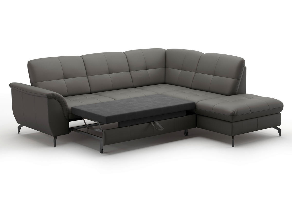 ECKSOFA in Vliesstoff Kombination Echtleder/Stoff Anthrazit  - Anthrazit/Schwarz, Modern, Leder/Textil (244/212cm) - Sit & More