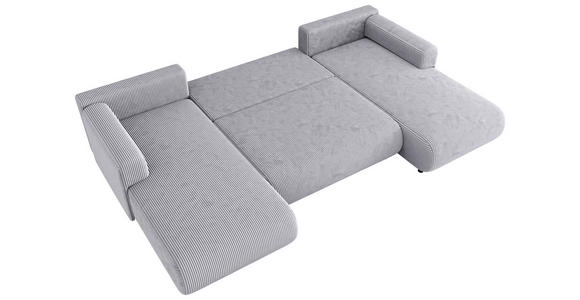 Wohnlandschaft inkl. Funktion Grau Cord  - Schwarz/Grau, KONVENTIONELL, Textil (200/360/200cm) - Xora