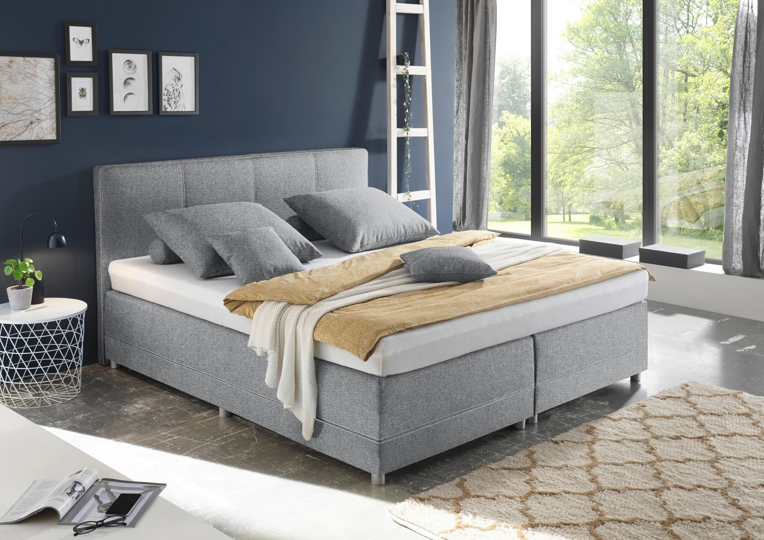 BOXSPRINGBETT 160/200 cm  in Grau  - Silberfarben/Grau, MODERN, Holzwerkstoff/Kunststoff (160/200cm) - MID.YOU