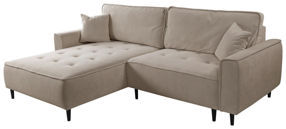 ECKSOFA in Flachgewebe Cappuccino  - Schwarz/Cappuccino, Design, Holz/Textil (183/263cm) - MID.YOU