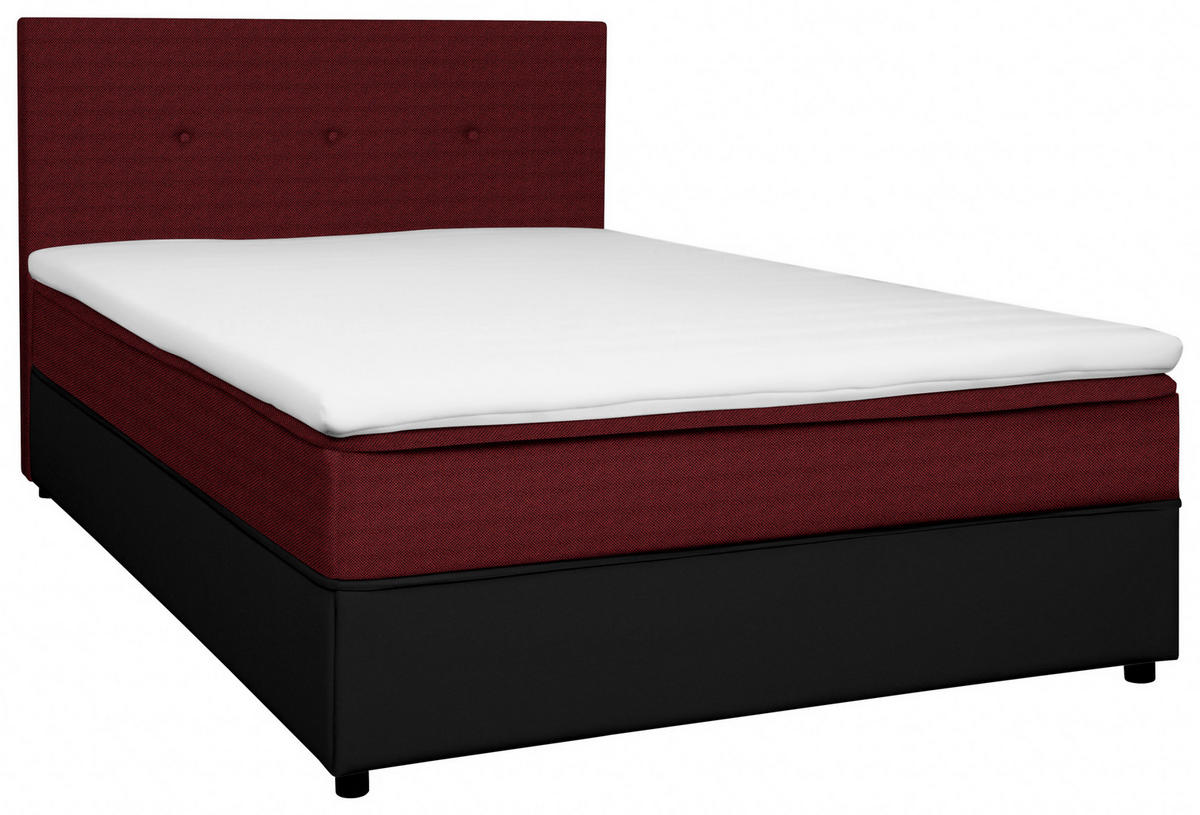 BOX-ÁGY 160/200 cm  piros, fekete  - fekete/piros, Konventionell, textil/fa (160/200cm) - Carryhome