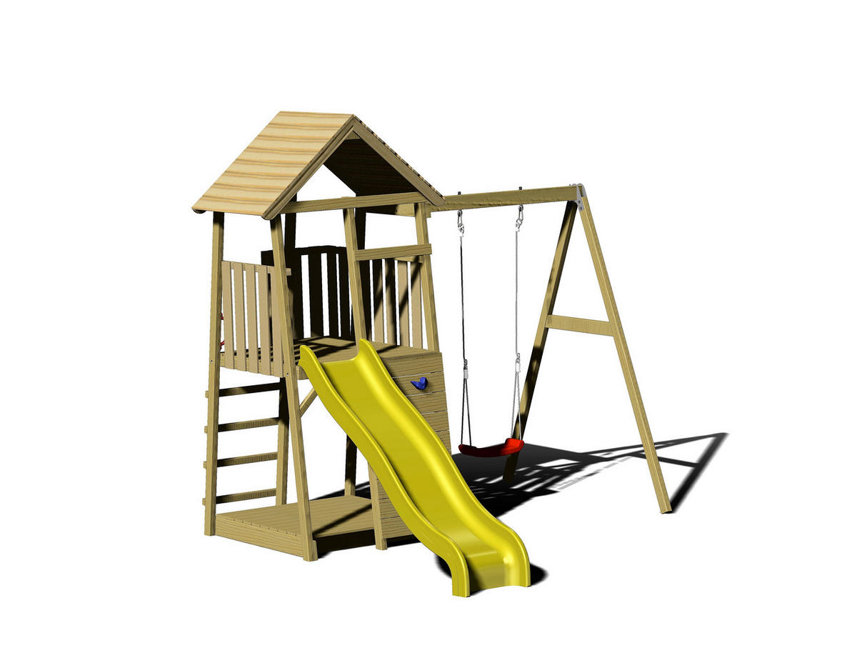 SPIELTURM 270/270/280 cm  - Gelb/Naturfarben, KONVENTIONELL, Holz (270/270/280cm) - Ambia Garden