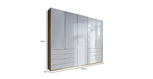 FALTTÜRENSCHRANK 250/236/58 cm 3-türig  - Chromfarben/Eichefarben, KONVENTIONELL, Glas/Holzwerkstoff (250/236/58cm) - Venda