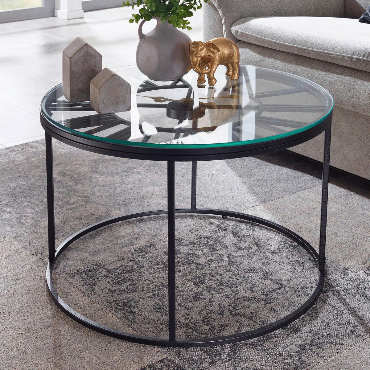 TABLE BASSE in Metall 60/60/43 cm  - Schwarz, Design, Glas/Metall (60/60/43cm) - MID.YOU