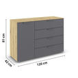 KOMMODE  in 120/81/42 cm  - Dunkelgrau/Eiche Artisan, Design, Holzwerkstoff/Metall (120/81/42cm) - Carryhome