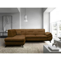 ECKSOFA Braun Struktur, Plüsch  - Schwarz/Braun, Design, Textil/Metall (201/274cm) - MID.YOU