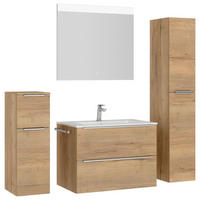 BADEZIMMER 5-teilig  in 141 cm  - Edelstahlfarben/Eichefarben, MODERN, Holzwerkstoff/Stein (141cm) - Nobilia