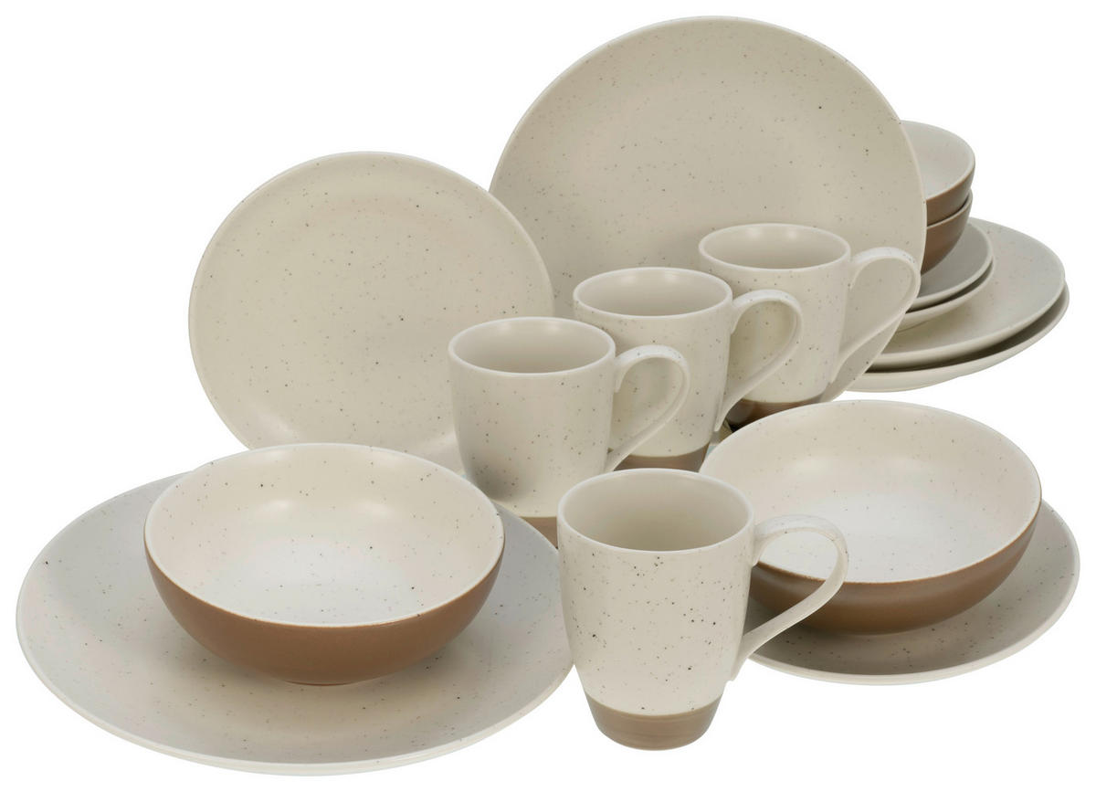 KOMBINOVANÁ SOUPRAVA, 16dílné, kamenina - bílá/terracotta, Trend, keramika (34/32/33cm) - Creatable