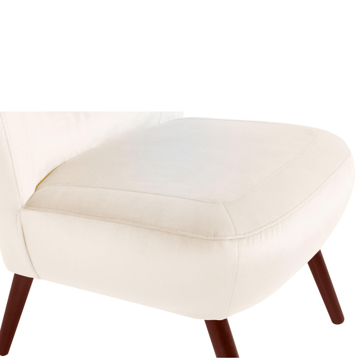 SESSEL Samt, Velours Creme    - Nussbaumfarben/Creme, Design, Holz/Holzwerkstoff (70/86/69cm) - Max Winzer