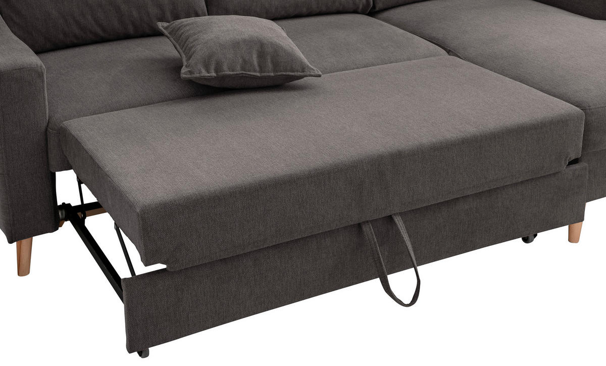 ECKSOFA Anthrazit Struktur  - Anthrazit/Naturfarben, KONVENTIONELL, Holz/Textil (228/150cm) - P & B