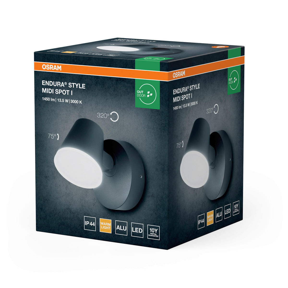 LED-AUßENLEUCHTE 16,2/12,5/12,8 cm   - Dunkelgrau, Basics, Kunststoff/Metall (16,2/12,5/12,8cm) - Osram