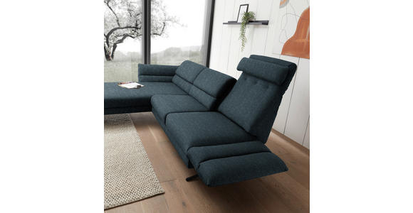 ECKSOFA Petrol Flachgewebe  - Petrol/Schwarz, Design, Textil/Metall (176-217/279-327cm) - Dieter Knoll