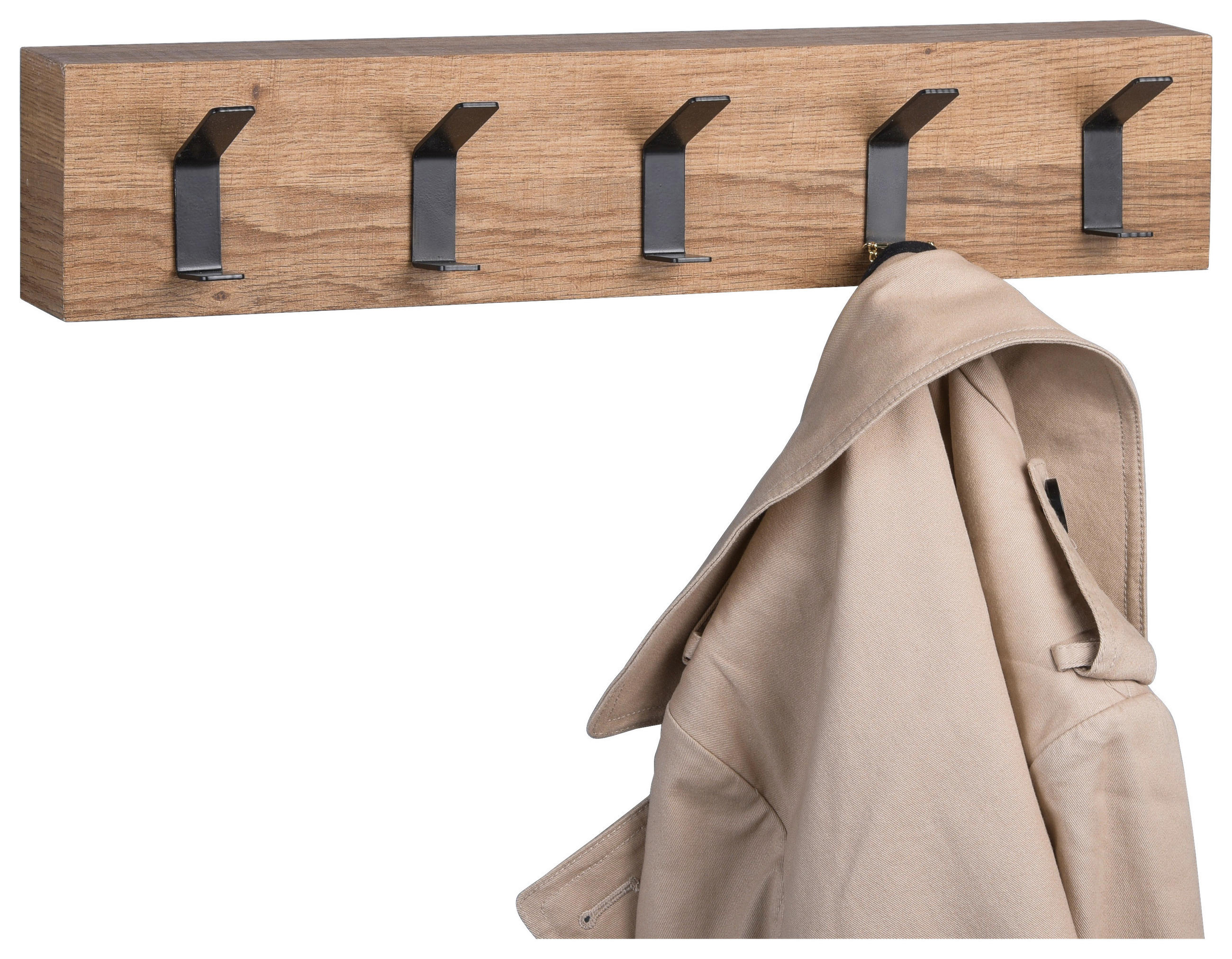 GARDEROBENPANEEL in 50/10/5 cm - Eichefarben/Schwarz, Basics, Holzwerkstoff/Metall (50/10/5cm)