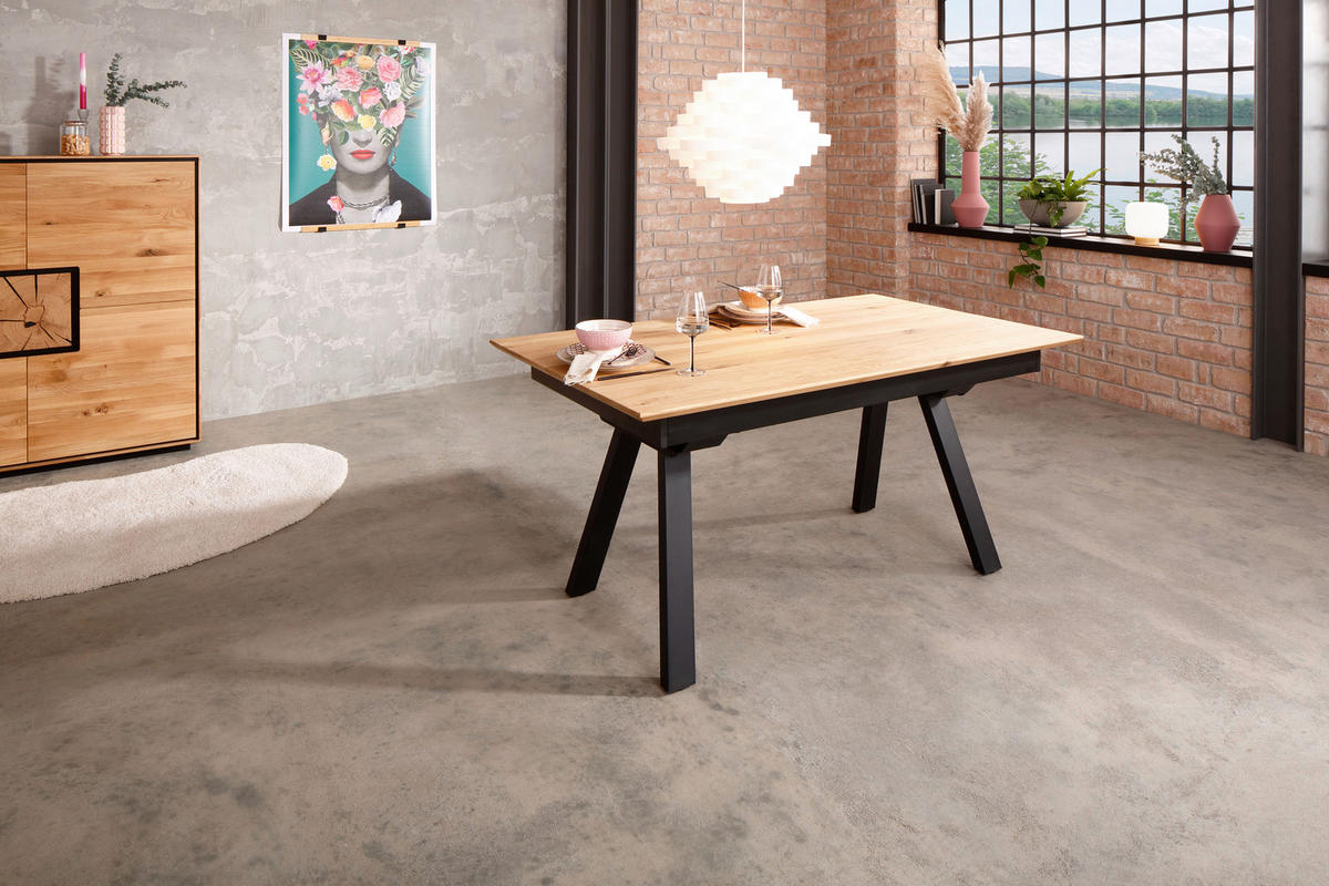 ESSTISCH in Holz 200/100/75 cm  - Schwarz/Braun, Natur, Holz/Metall (200/100/75cm) - Livetastic