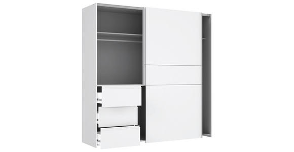 SCHWEBETÜRENSCHRANK  in Weiß  - Alufarben/Weiß, KONVENTIONELL, Holzwerkstoff/Kunststoff (200/200/61cm) - Carryhome