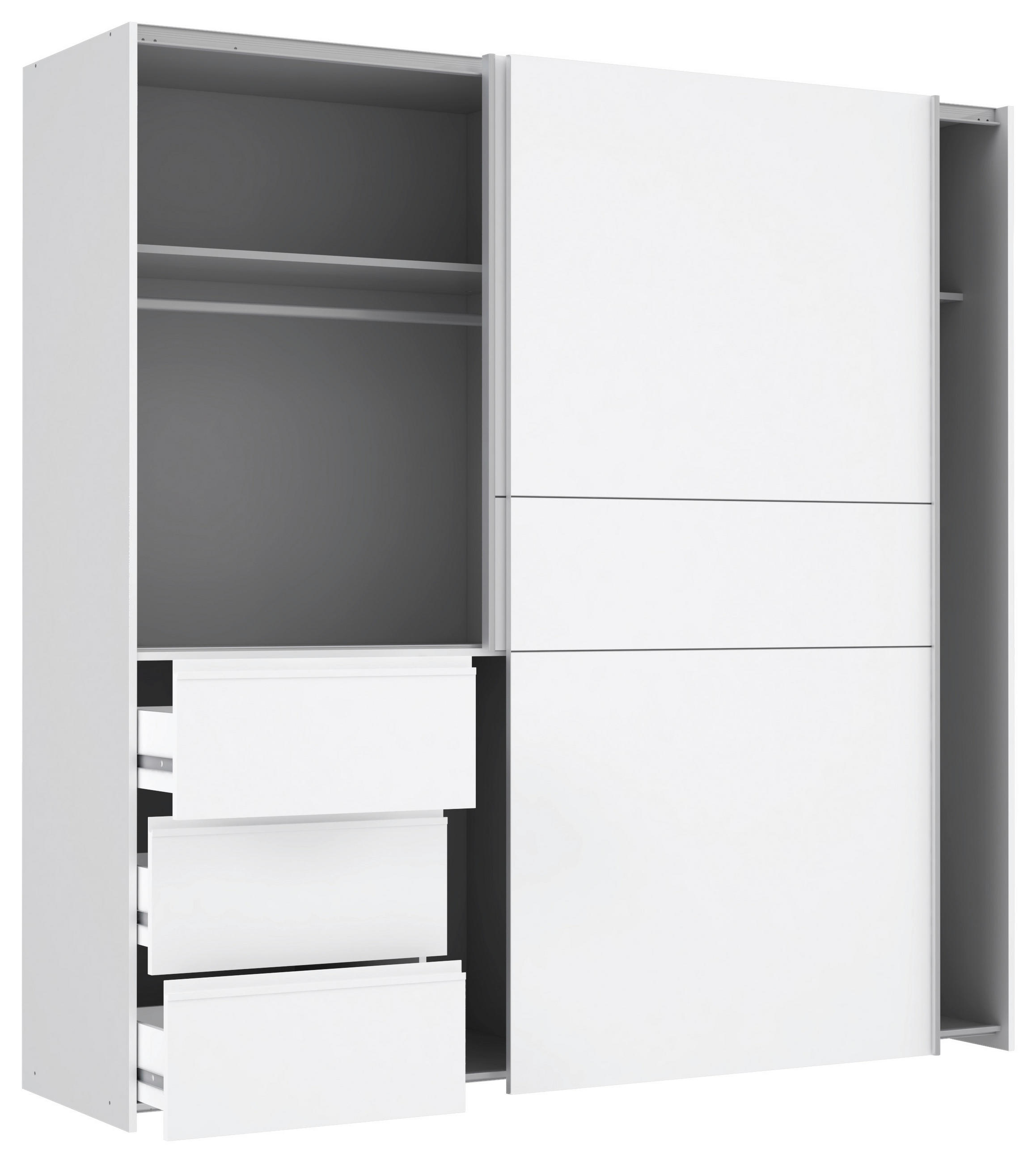 SCHWEBETÜRENSCHRANK in Weiss - Weiss/Alufarben, Konventionell, Holzwerkstoff/Kunststoff (200/200/61cm) - Carryhome