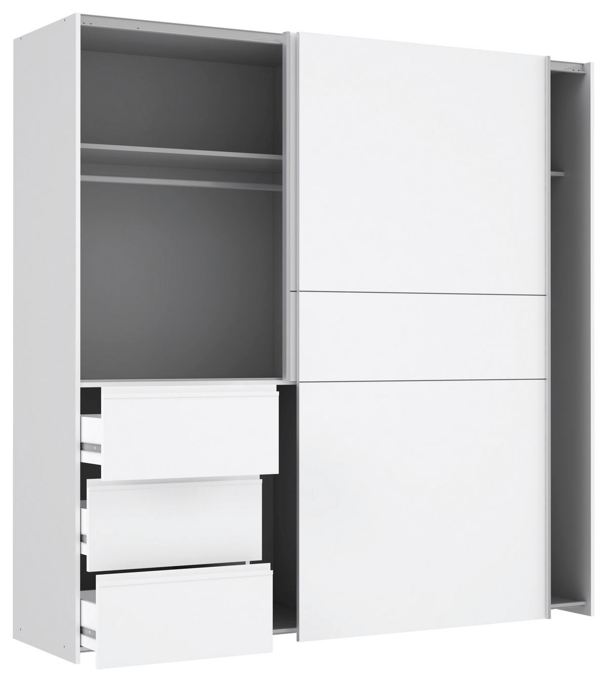 ORMAR S KLIZNIM VRATIMA bijela   - bijela/boje aluminija, Konvencionalno, drvni materijal/metal (200/200/61cm) - Carryhome