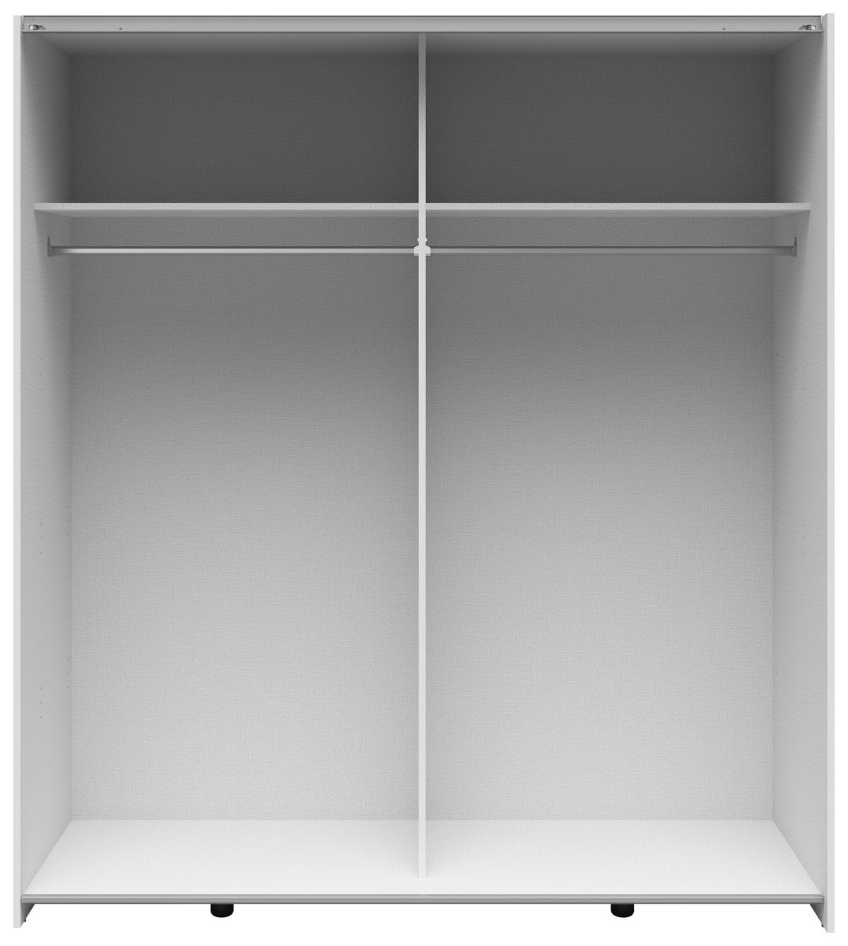 SCHWEBETÜRENSCHRANK 170/191/59 cm 2-türig Eiche Artisan, Weiß  - Silberfarben/Eiche Artisan, Basics, Holzwerkstoff/Kunststoff (170/191/59cm) - Boxxx