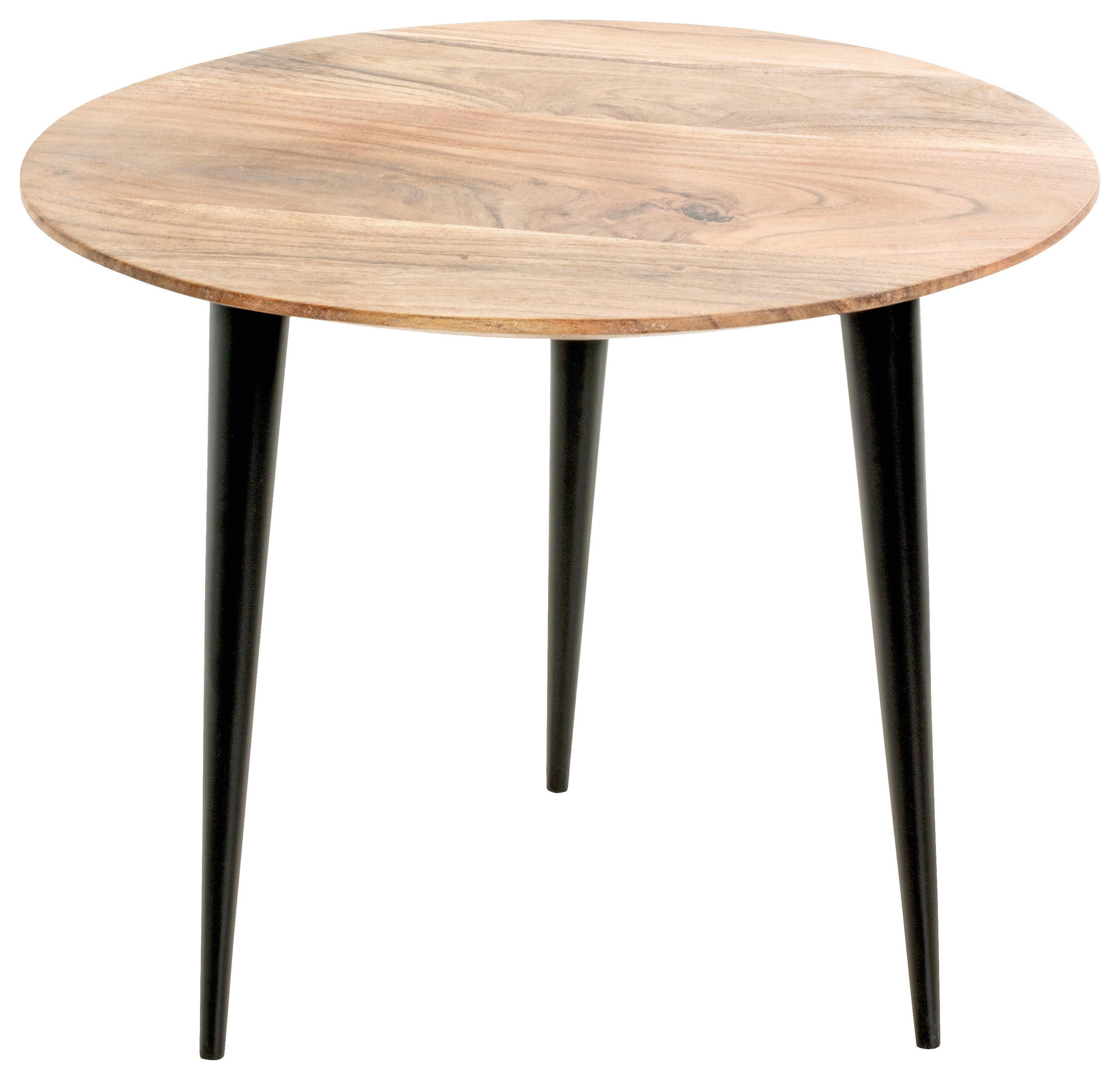 BEISTELLTISCH 50/50/41 cm Akazie massiv Schwarz, Akaziefarben rund  - Schwarz/Akaziefarben, KONVENTIONELL, Holz/Metall (50/50/41cm)
