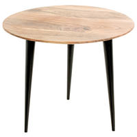 BEISTELLTISCH 50/50/41 cm Akazie massiv Schwarz, Akaziefarben rund  - Schwarz/Akaziefarben, KONVENTIONELL, Holz/Metall (50/50/41cm)