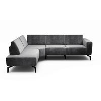 ECKSOFA Cosy Anthrazit Samt  - Anthrazit/Schwarz, Design, Textil/Metall (193/256cm) - SENSOO