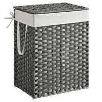 KOŠ NA PRÁDLO, šedá - šedá, Basics, kov/textil (46/61/33cm)