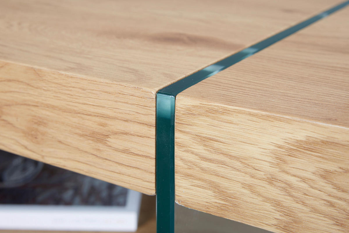 COUCHTISCH 110/60/46 cm rechteckig Wildeiche  - Wildeiche, Design, Glas/Holzwerkstoff (110/60/46cm) - Livetastic