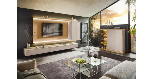 WOHNWAND  in Beige, Eiche Bianco   - Eiche Bianco/Beige, Design, Holz/Holzwerkstoff (349,2/182cm) - Belluti