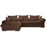 ECKSOFA Dunkelbraun Cord  - Chromfarben/Dunkelbraun, KONVENTIONELL, Textil/Metall (225/335cm) - Carryhome