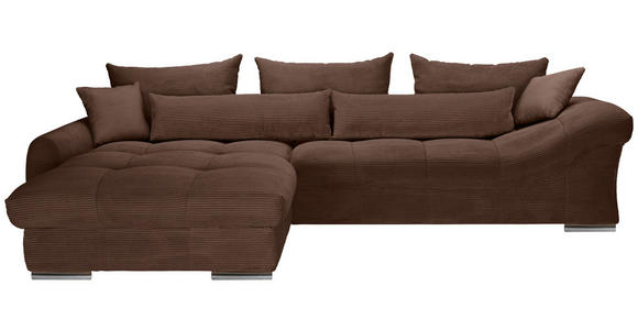 ECKSOFA Dunkelbraun Cord Zierkissen, Rückenkissen, Rücken echt  - Chromfarben/Dunkelbraun, KONVENTIONELL, Textil/Metall (225/335cm) - Carryhome