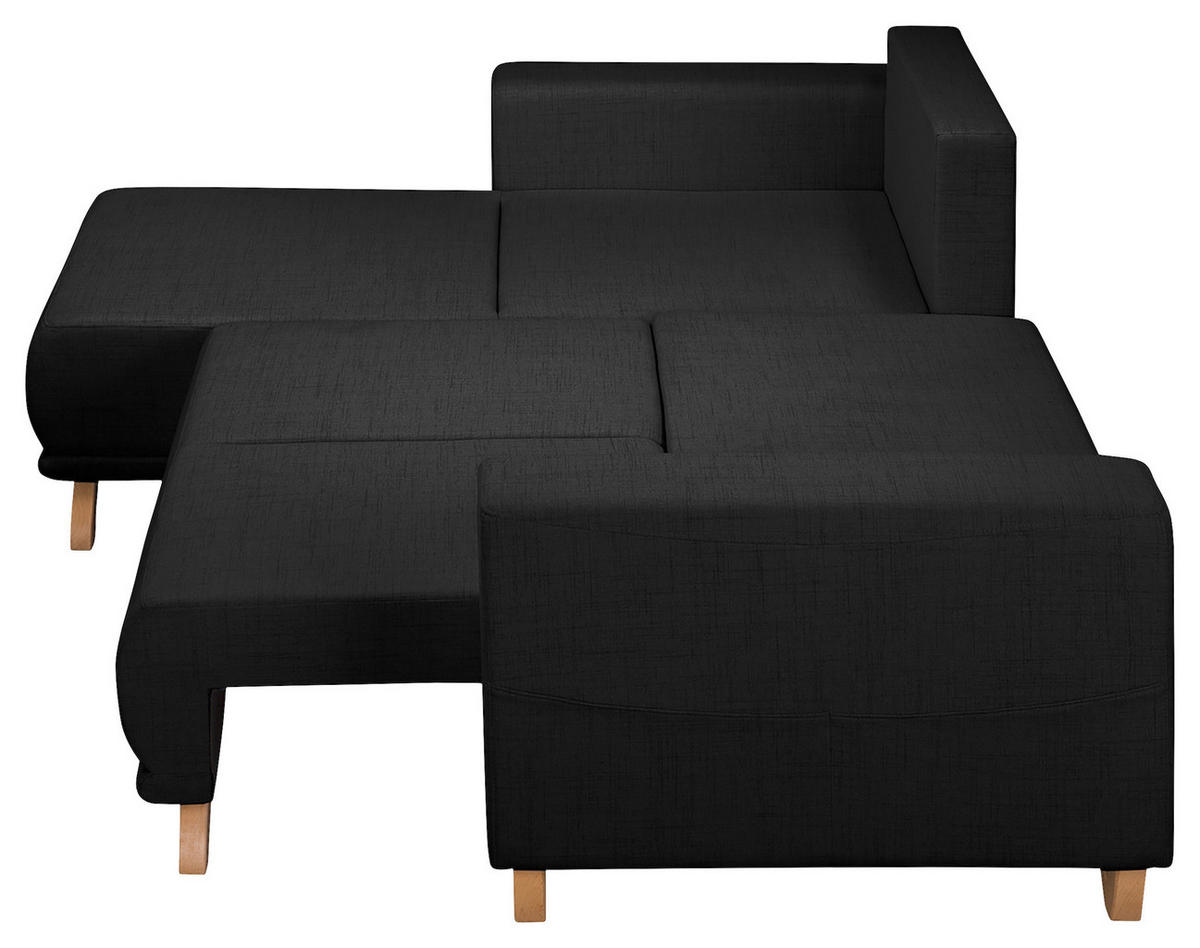 ECKSOFA Bella Schwarz Textilgeflecht  - Wengefarben/Schwarz, Design, Holz/Textil (257/174cm) - Livetastic
