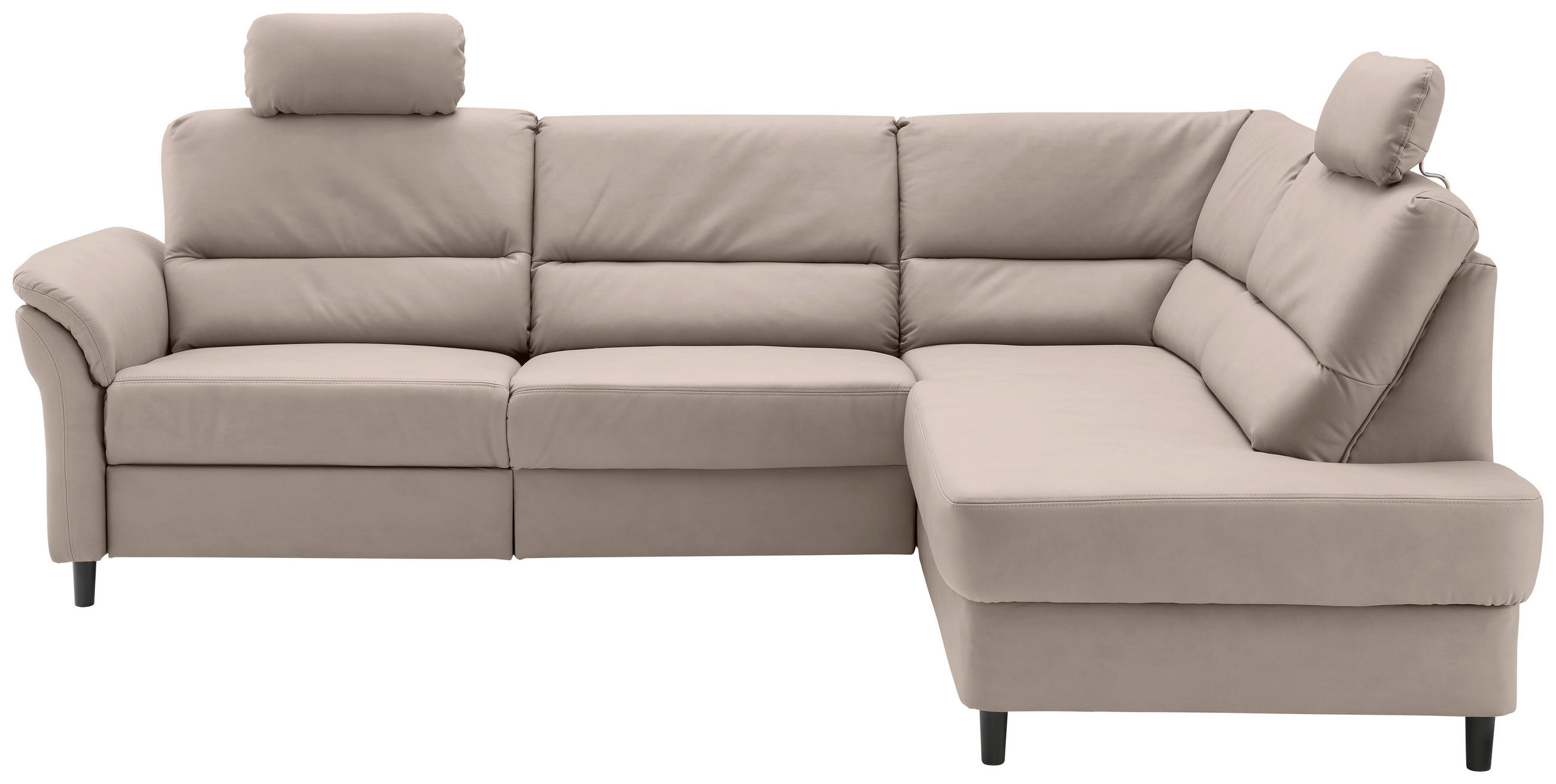 ECKSOFA Beige Lederlook  - Beige/Schwarz, MODERN, Holz/Textil (266/190cm) - Livetastic