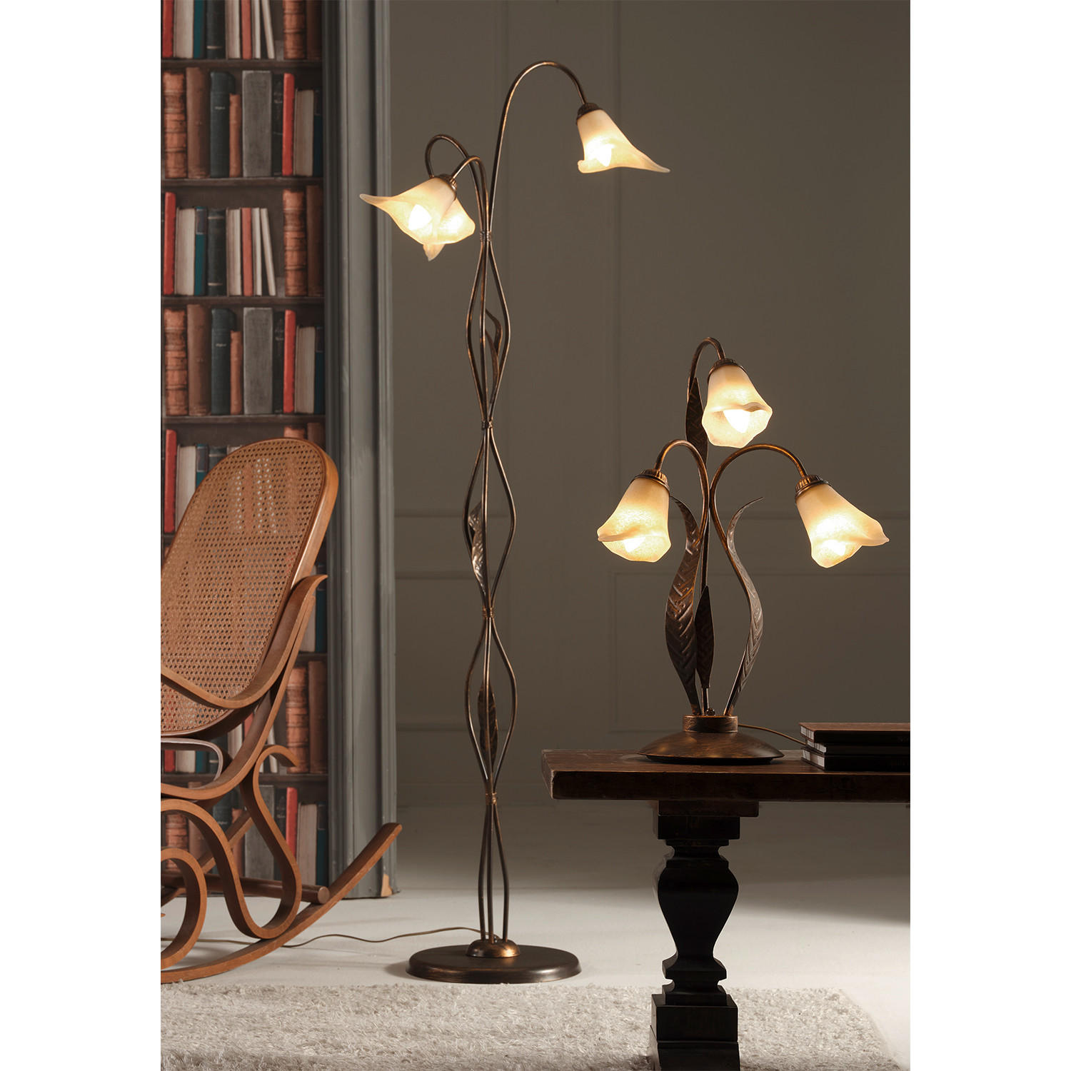 STEHLEUCHTE 52/170 cm    - Bronzefarben, KONVENTIONELL, Glas/Metall (52/170cm)
