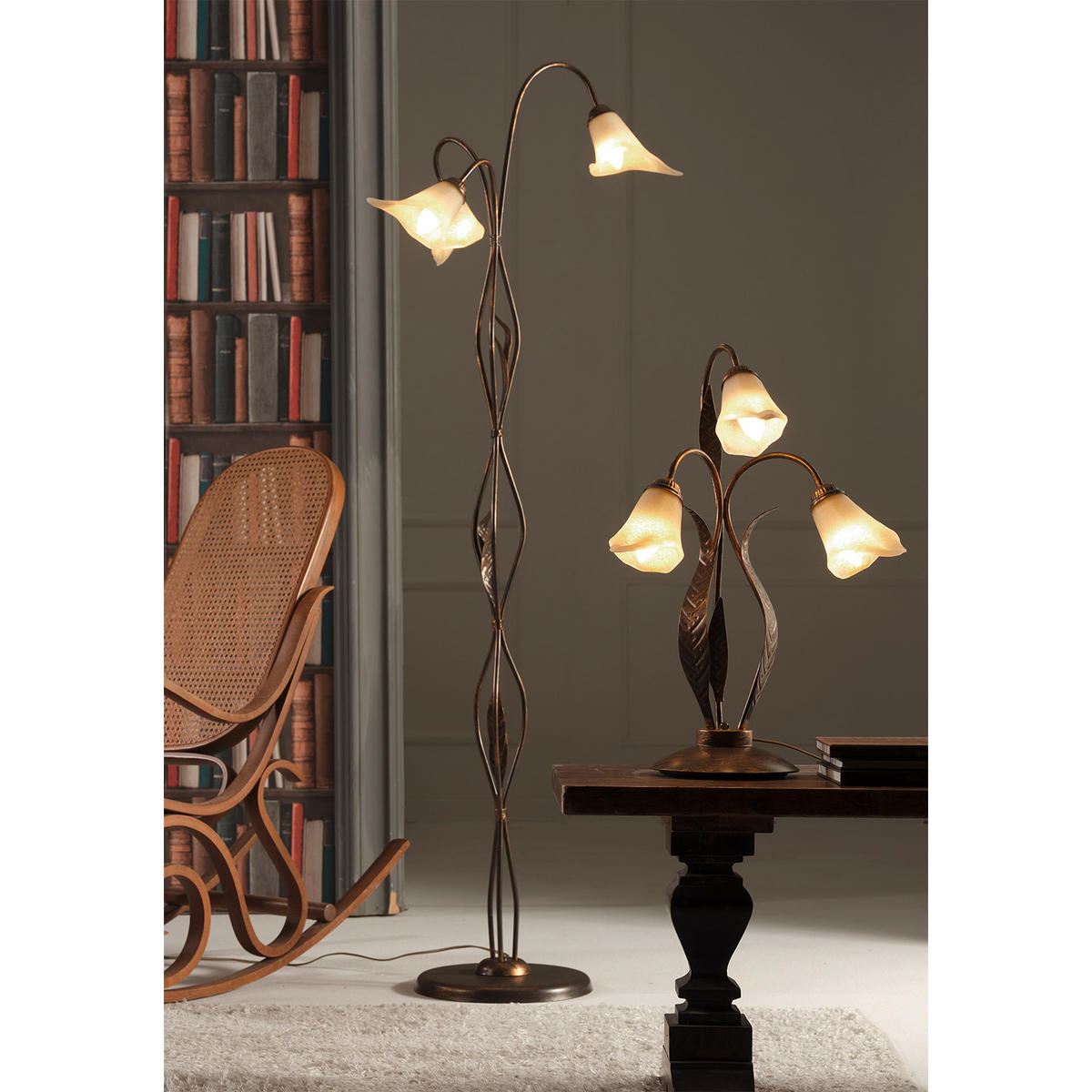 STEHLEUCHTE 52/170 cm    - Bronzefarben, KONVENTIONELL, Glas/Metall (52/170cm)
