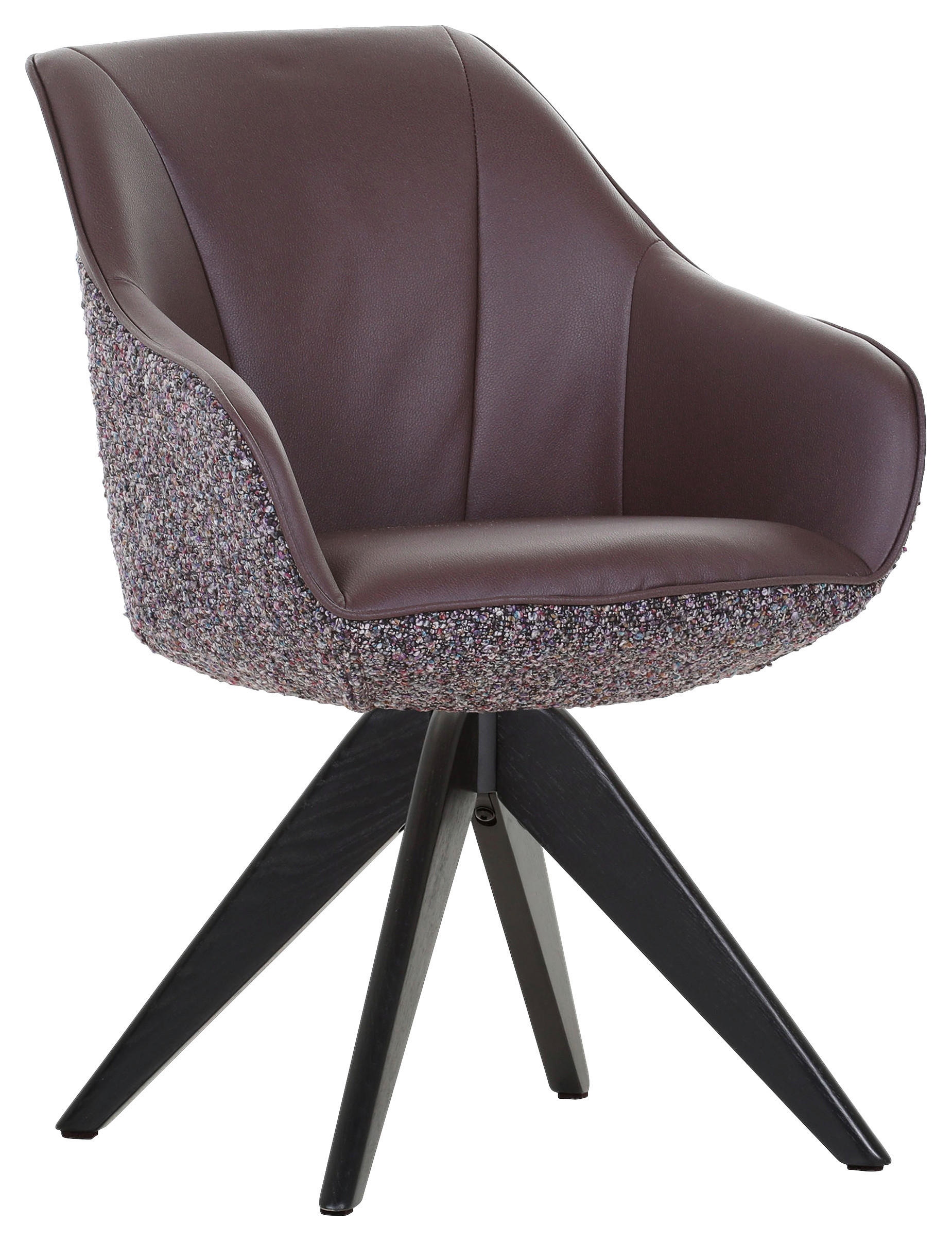 ARMLEHNSTUHL  in Chenille, Lederlook  - Violett/Schwarz, KONVENTIONELL, Holz/Textil (60/83/65cm) - Landscape