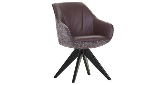 ARMLEHNSTUHL  Sitzfläche 360° drehbar, automatische Rückholfunktion Chenille, Lederlook  - Violett/Schwarz, KONVENTIONELL, Holz/Textil (60/83/65cm) - Landscape
