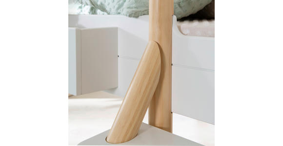HAUSBETT 90/200 cm,  in Weiß, Kieferfarben, Leiter, Lattenrost  - Weiß/Kieferfarben, Basics, Holz (90/200cm) - Xora