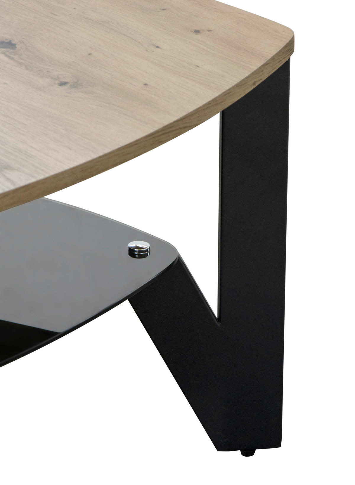 KLUBSKA MIZA, črna, barve hrasta  - črna/barve hrasta, Design, kovina/steklo (90/90/41cm) - Boxxx