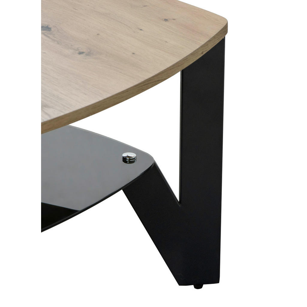 Thumbnail - Boxxx Couchtisch, Schwarz, Eiche, Metall, Glas, Holzwerkstoff, Freiform, eckig, Flachrohr, 90x41x90 cm, Bsci, offenes Fa...