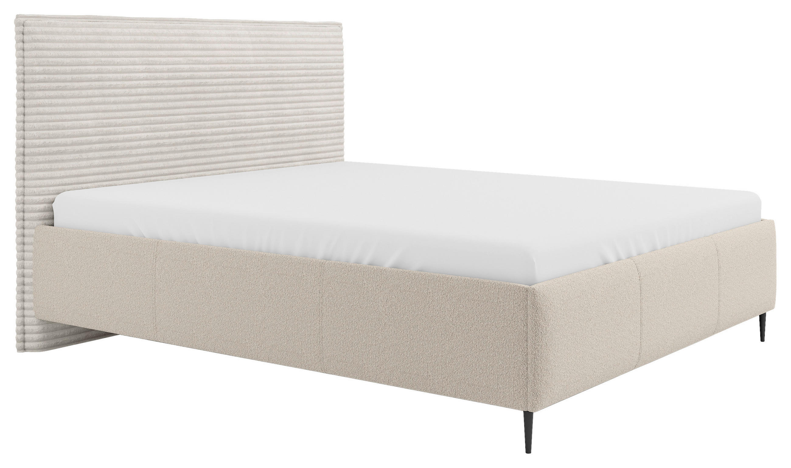 Thumbnail - Mid.you Polsterbett, Natur, Metall, 160x200 cm, Bettkasten, gepolstertes Kopfteil, Stoffauswahl, in verschiedenen Größen...