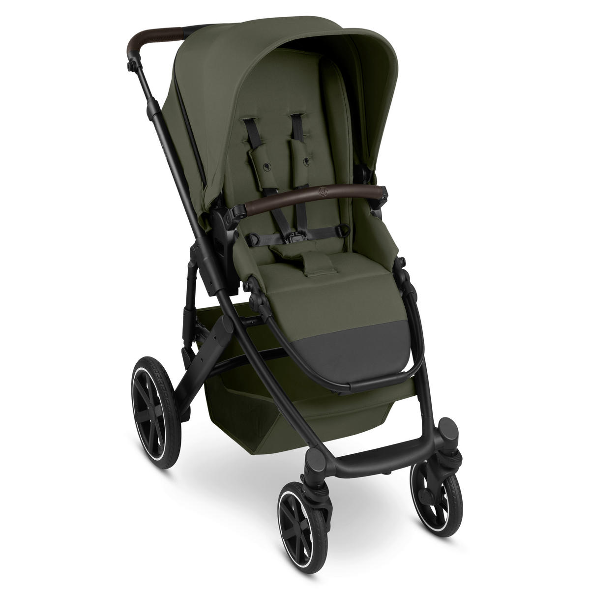 KINDERWAGENSET  Salsa Core All in One  Olive  - Dunkelgrün/Schwarz, Basics, Textil/Metall (63/123/97cm) - ABC Design