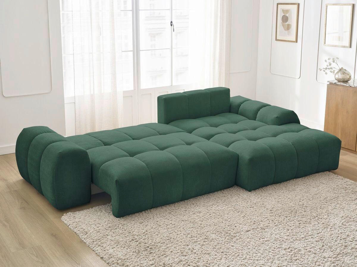 ECKSCHLAFSOFA EVEREST  mit Rücken echt, Armteil links, Armteil rechts Struktur Grün  - Schwarz/Grün, MODERN, Kunststoff/Textil (318/180cm) - Livetastic