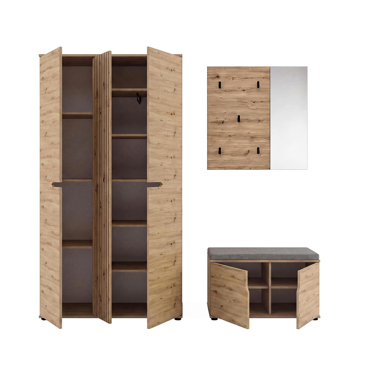 GARDEROBE 3-teilig  in 199/191/37 cm  - Eiche Artisan, Design, Holzwerkstoff (199/191/37cm) - MID.YOU