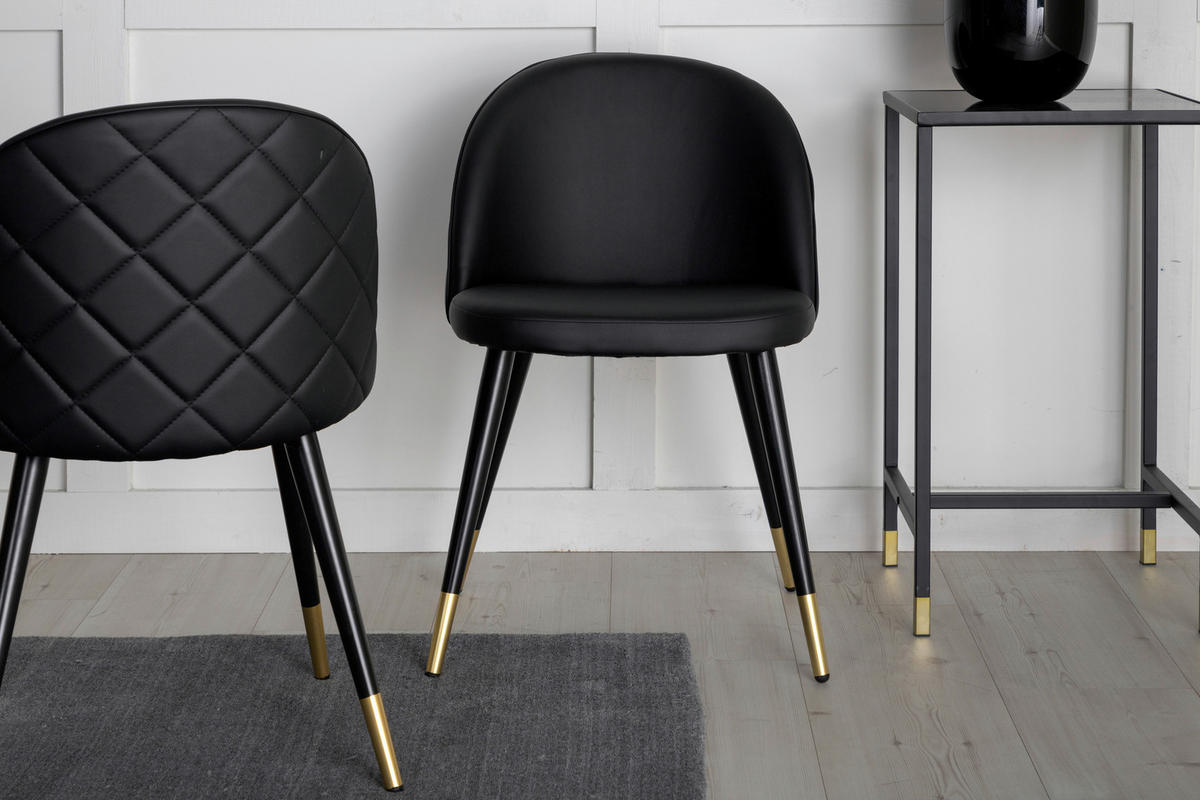 STOLSET stål läderimitation  - svart, Design, metall/textil (50/77/48cm) - Livetastic