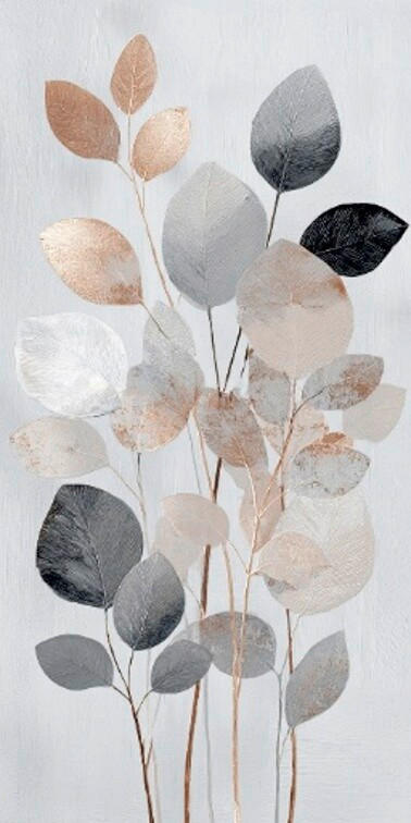 Euroart Metallbild Tender Leaves Iii Mehrfarbig 30x60x2 cm