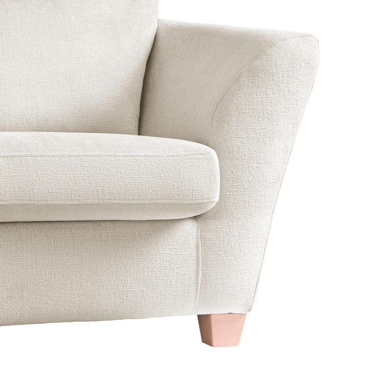 2-SITZER-SOFA in chenille beige  - beige/couleur écru, textile/bois (190/70-85/95cm) - MID.YOU