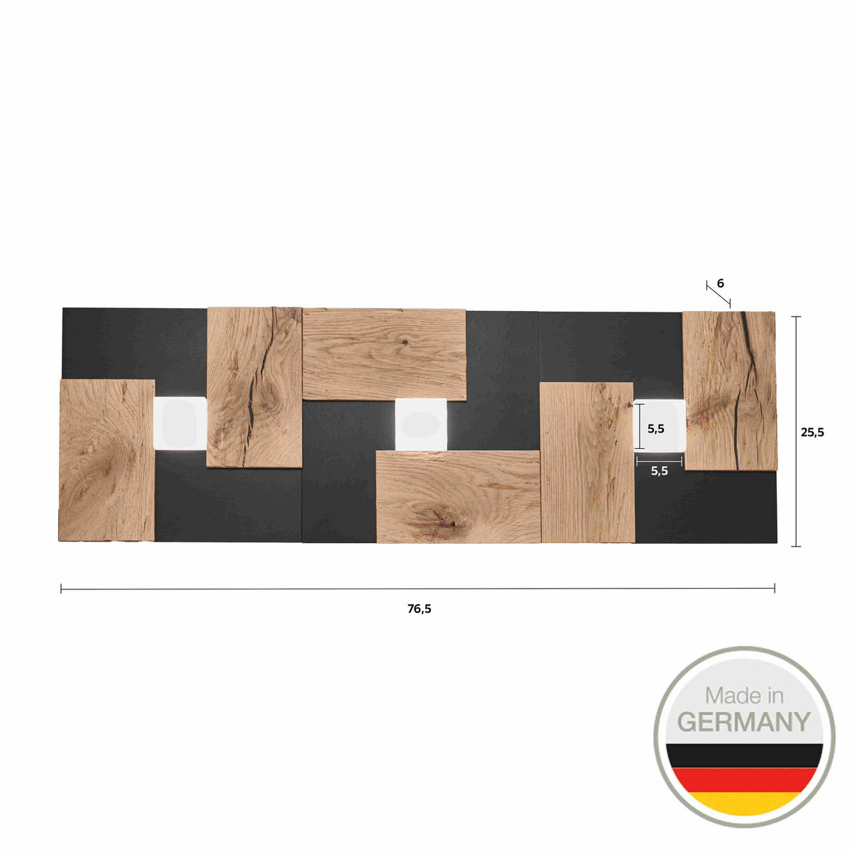 LED-DECKENLEUCHTE 662 77/26/5 cm   - Wildeiche, Natur, Metall (77/26/5cm) - Ambiente