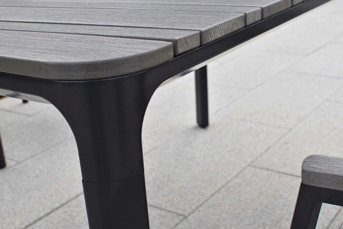 GARTENTISCHGRUPPE  - Graphitfarben/Grau, KONVENTIONELL, Kunststoff/Textil - Gardenson