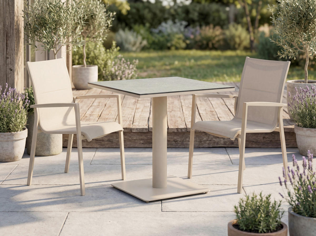 STAPELSTUHL in Holz, Metall, Textil Champagner  - Champagner/Teakfarben, Basics, Holz/Kunststoff (57/100/70cm) - Tierra Outdoor